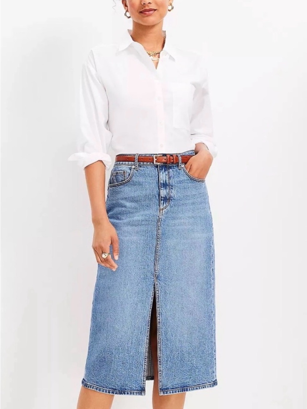 Final Price - LOFT - Denim Midi Skirt